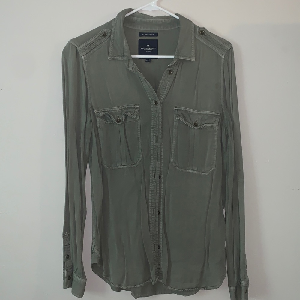Forest green button up